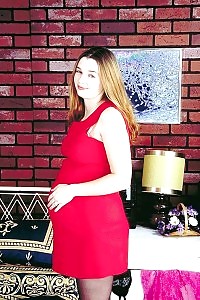 Fetching Pregnant Cutie Fondling Her Hairy Carpet