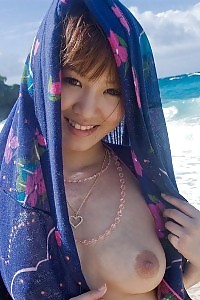 Misako Asian Sweetie In A Denim Dress Is Having Fun The Outdoors And Stripping