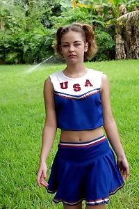 Dazzling Cheerleader Does Her Pics Public Before Having Fun With Her Outfit And Buffing Her Cunt