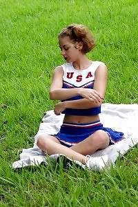 Dazzling Cheerleader Does Her Pics Public Before Having Fun With Her Outfit And Buffing Her Cunt