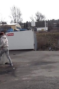 Heartwarming Brunette Peeing On An Industrial Estate