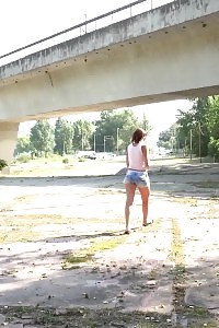 Divine Girl In Flip Flops Pisses On The Ground
