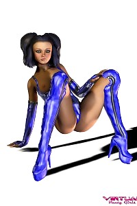 Erotic Amazing Realistic Girl In A Tight Blue Bright Fetish Dress