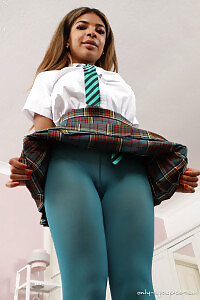 Great Shoot With This Festive Goddess Jay In Miniskirt And Opaque Stockings