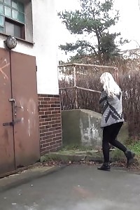 City Peeing With Lovely Blonde Siren In Pants