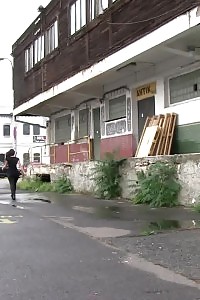Surprising Black-haired Is Desperate To Piss Outside
