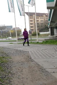 Petrol Station Peeing Behind A Big Pillar