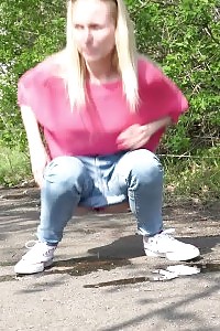 Outdoor Pissing For Hot Blonde Awesome Friends