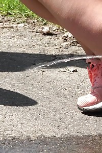 2 Awesome Gfs Squatting To Piss Outside