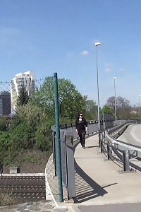 Public Pissing For Good-looking Black Haired Honey